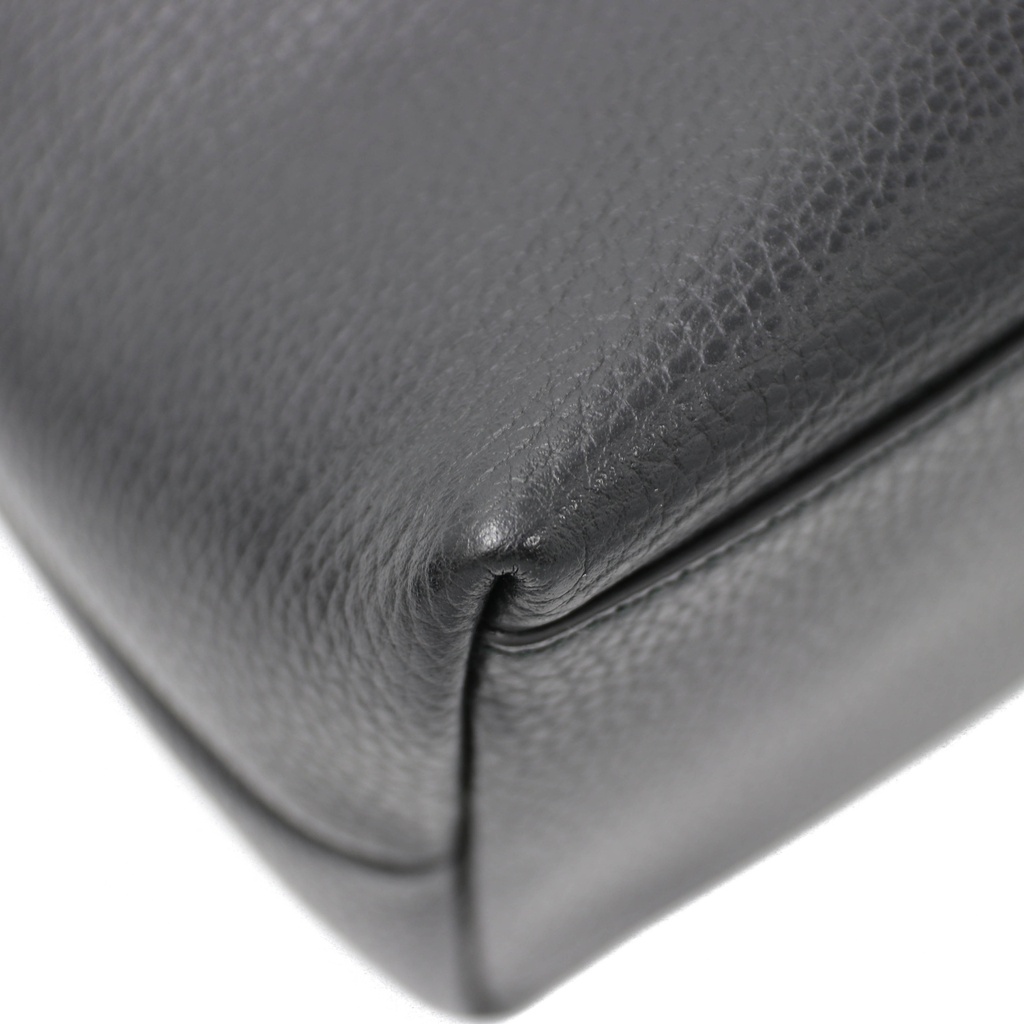 Gucci Black Leather GG Charm Tote Bag