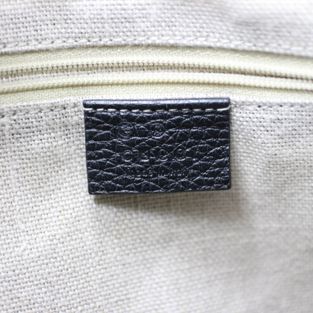 Gucci Black Leather GG Charm Tote Bag