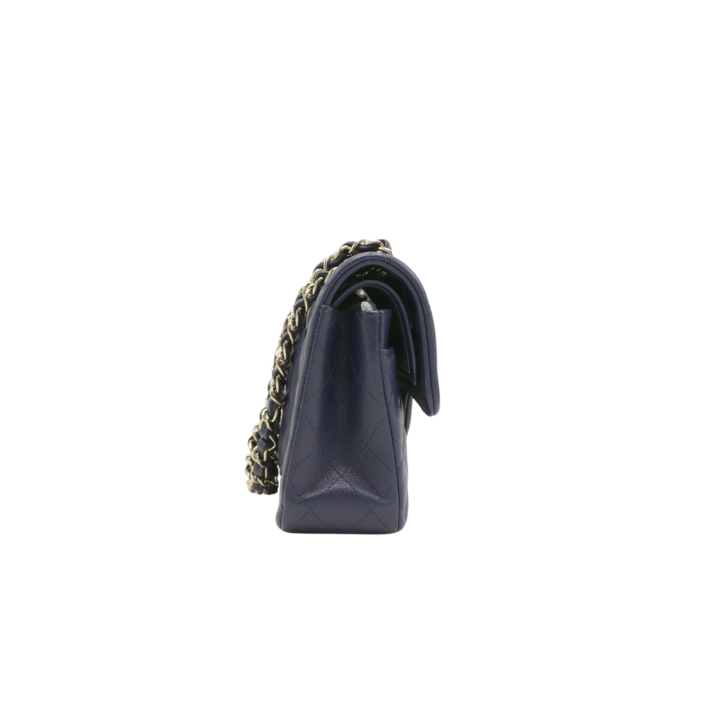Chanel Classic Double Flap Caviar Small Blue Bag
