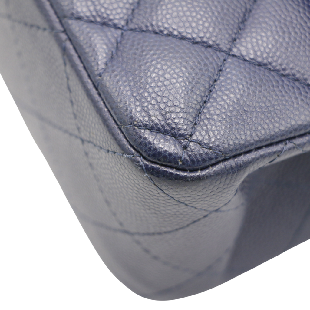 Chanel Classic Double Flap Caviar Small Blue Bag