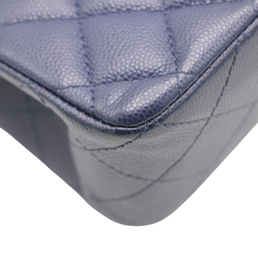 Chanel Classic Double Flap Caviar Small Blue Bag
