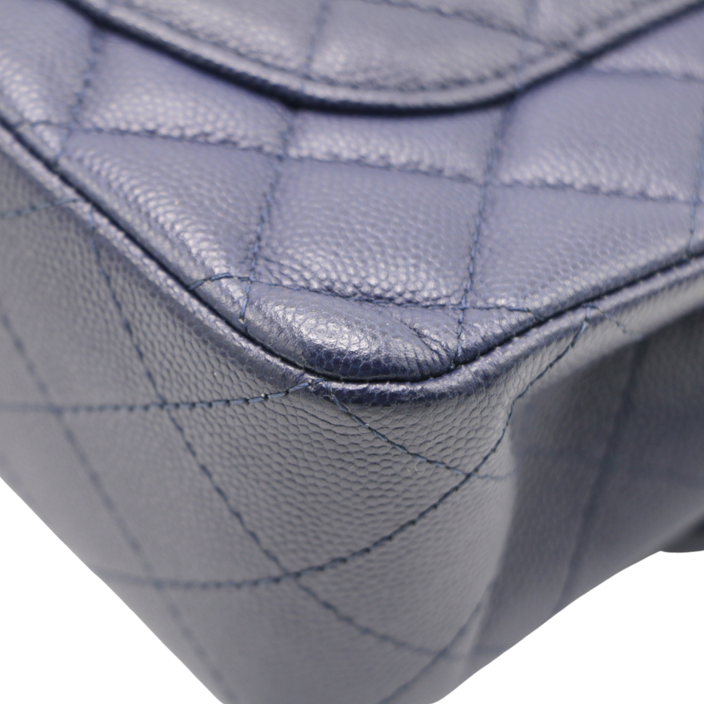 Chanel Classic Double Flap Caviar Small Blue Bag