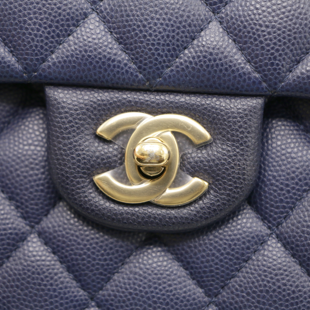 Chanel Classic Double Flap Caviar Small Blue Bag