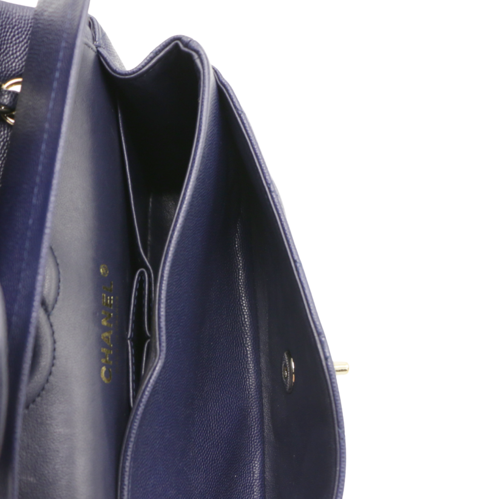 Chanel Classic Double Flap Caviar Small Blue Bag