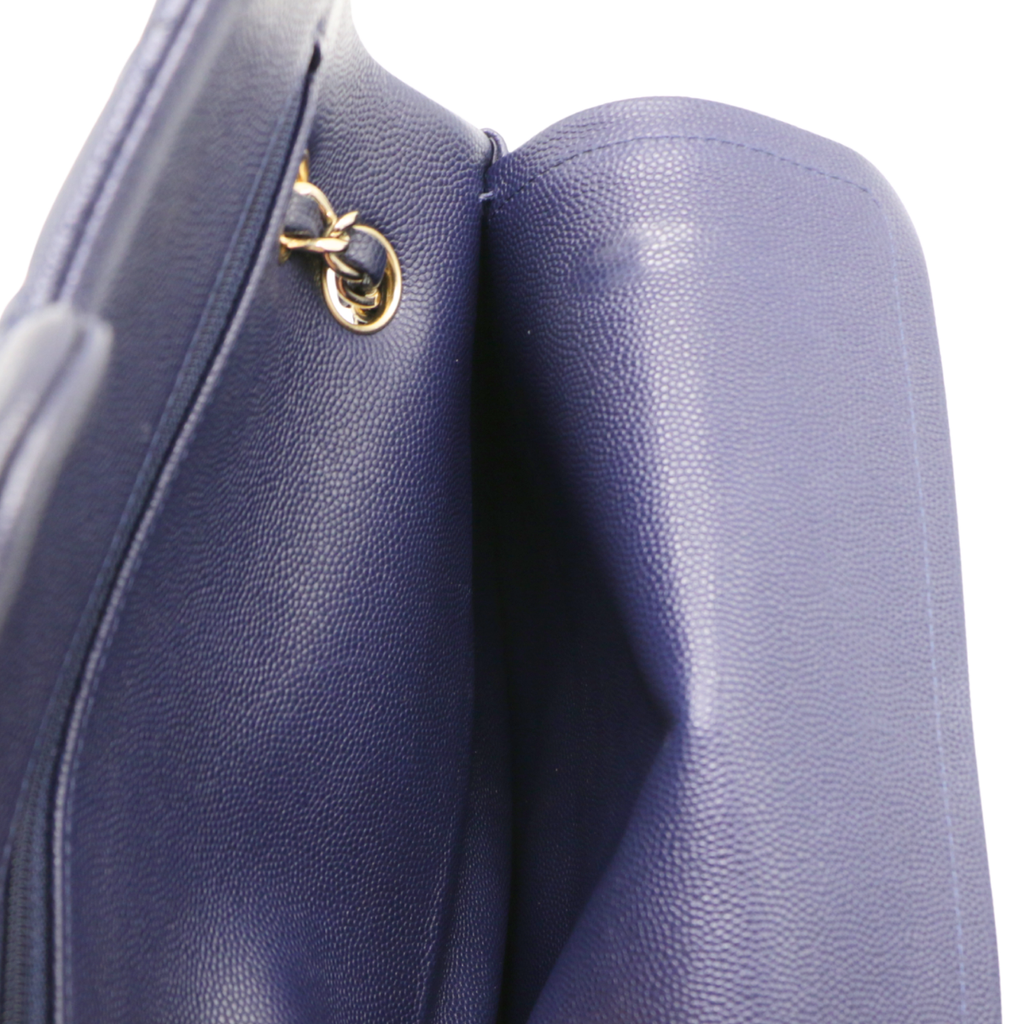 Chanel Classic Double Flap Caviar Small Blue Bag
