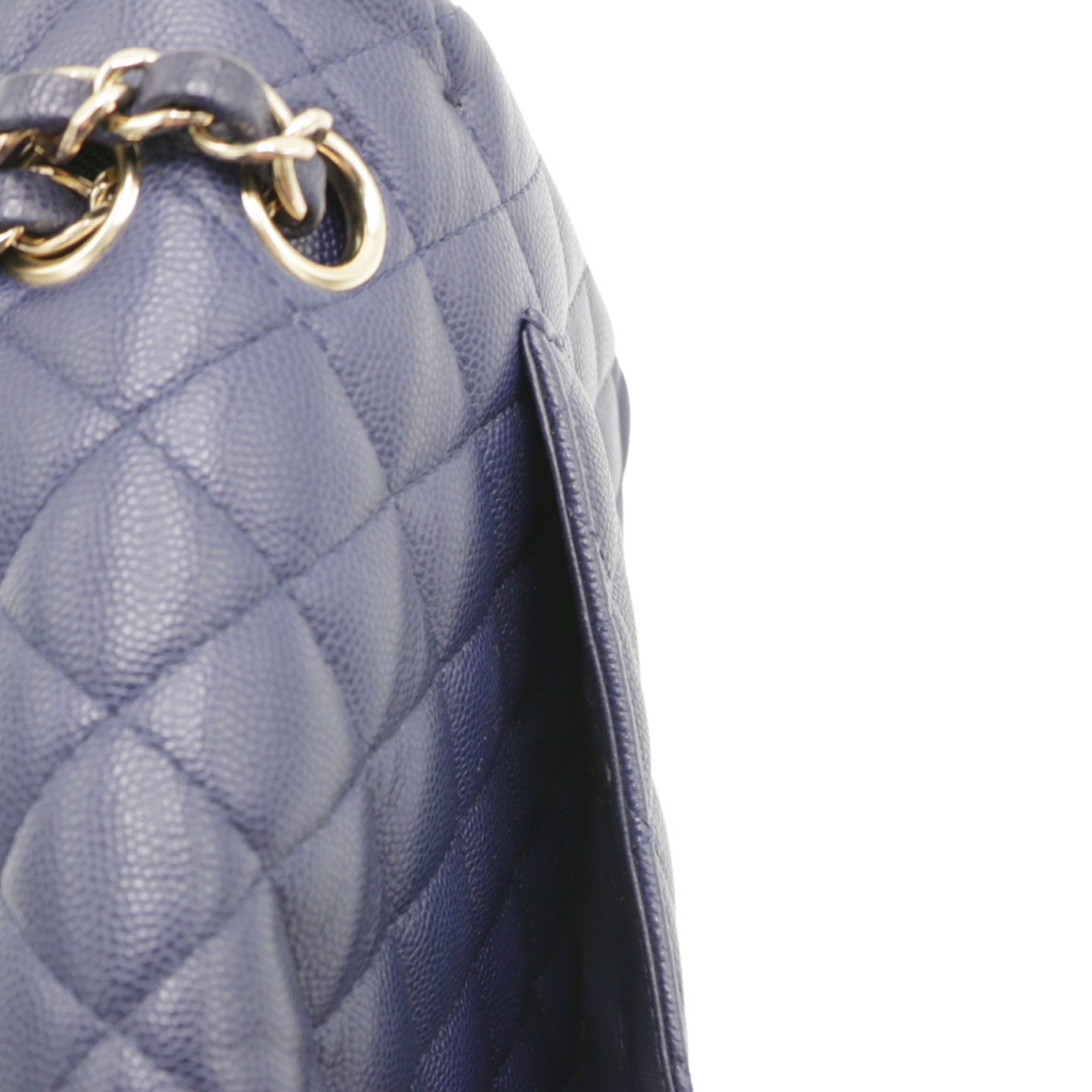 Chanel Classic Double Flap Caviar Small Blue Bag