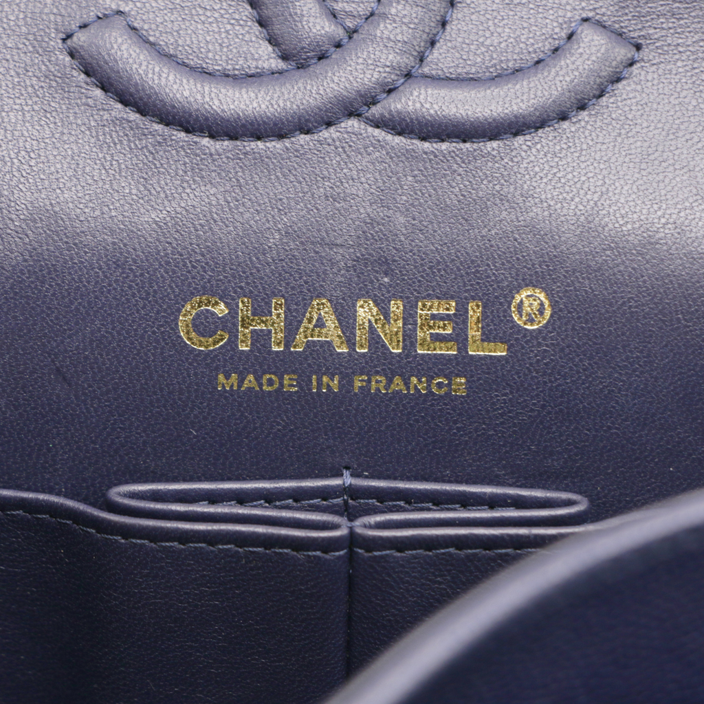 Chanel Classic Double Flap Caviar Small Blue Bag