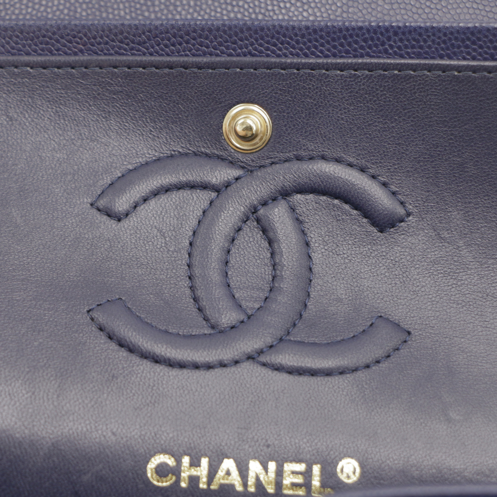 Chanel Classic Double Flap Caviar Small Blue Bag