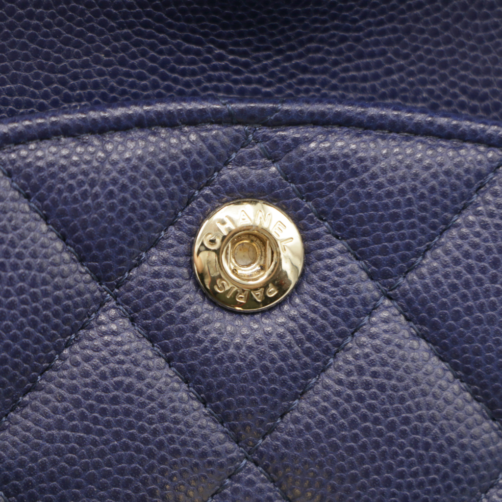 Chanel Classic Double Flap Caviar Small Blue Bag