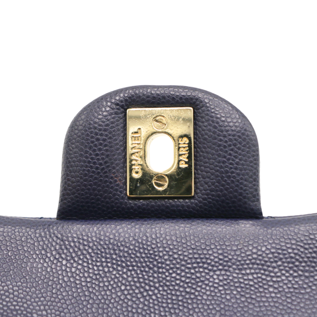 Chanel Classic Double Flap Caviar Small Blue Bag