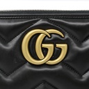 Gucci GG Marmont Black Chevron Leather Clutch