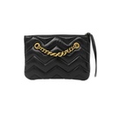 Gucci GG Marmont Black Chevron Leather Clutch