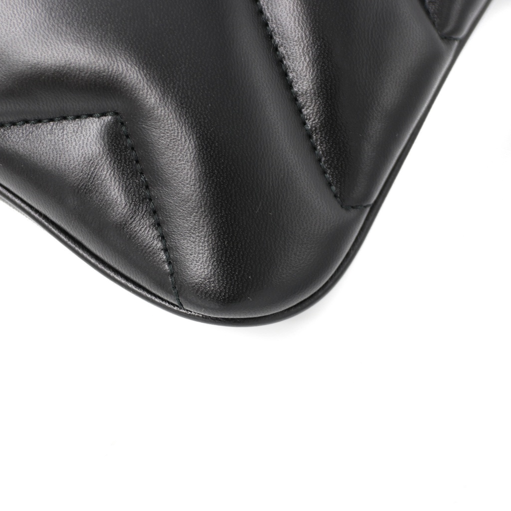 Gucci GG Marmont Black Chevron Leather Clutch