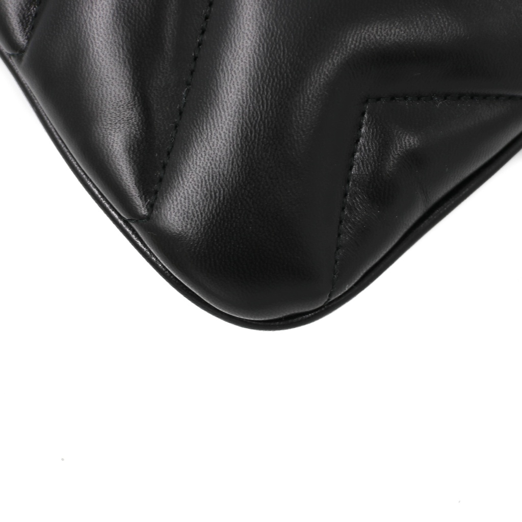 Gucci GG Marmont Black Chevron Leather Clutch