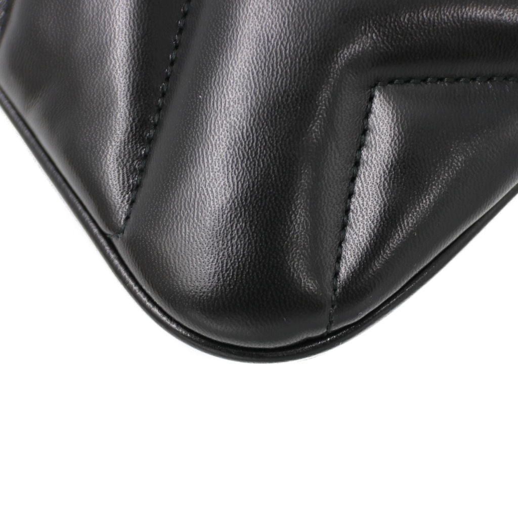 Gucci GG Marmont Black Chevron Leather Clutch