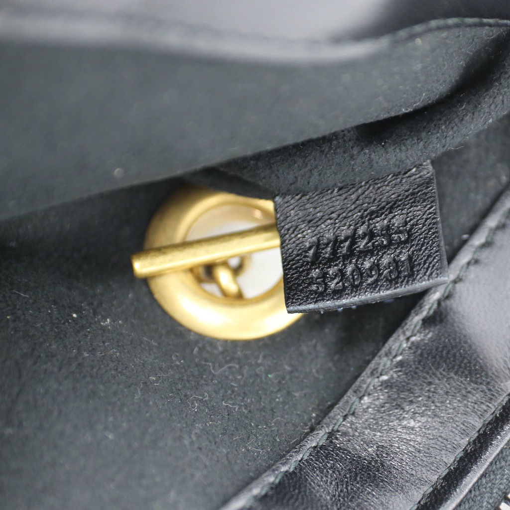 Gucci GG Marmont Black Chevron Leather Clutch