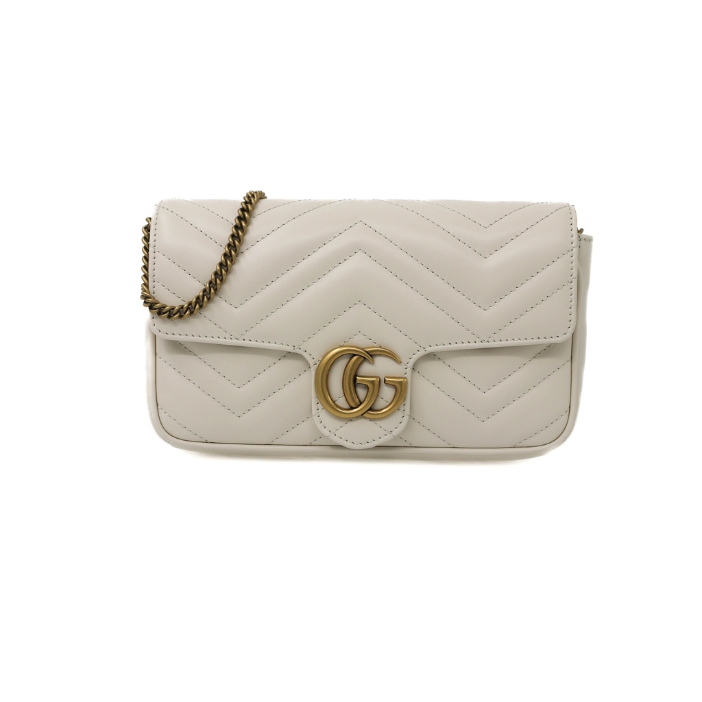 Gucci GG Marmont Leather Shoulder Bag Beige 406831