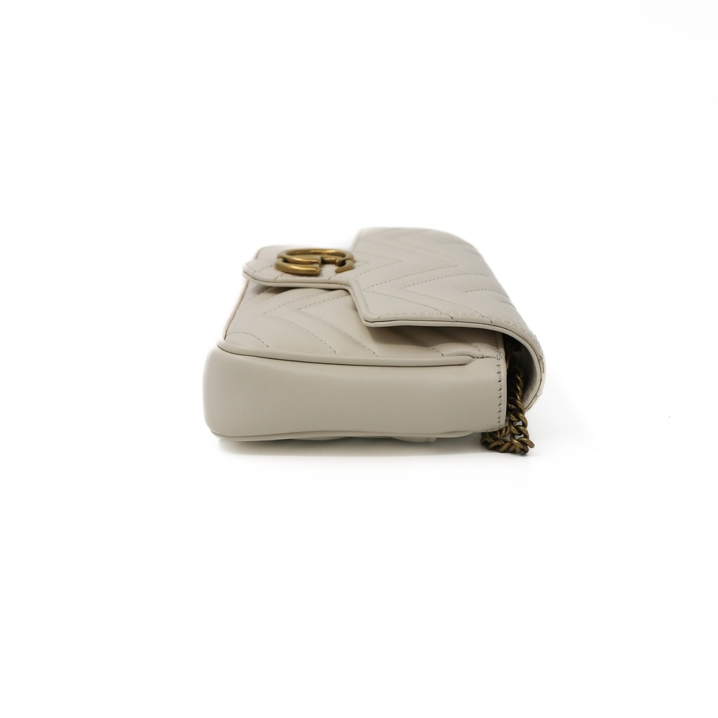 Gucci GG Marmont Leather Shoulder Bag Beige 406831