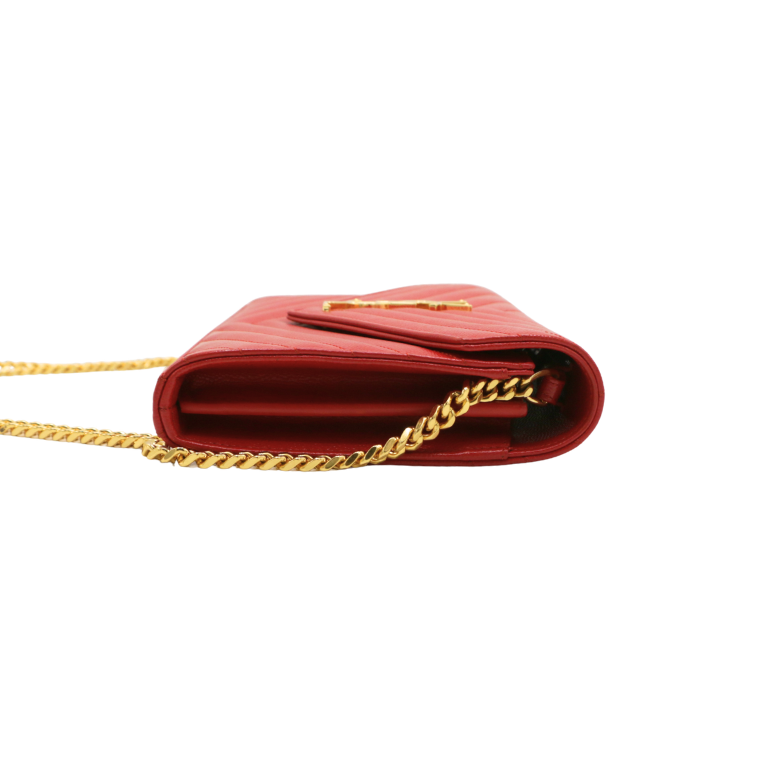 Yves Saint Laurent Cassandre Wallet on Chain Red