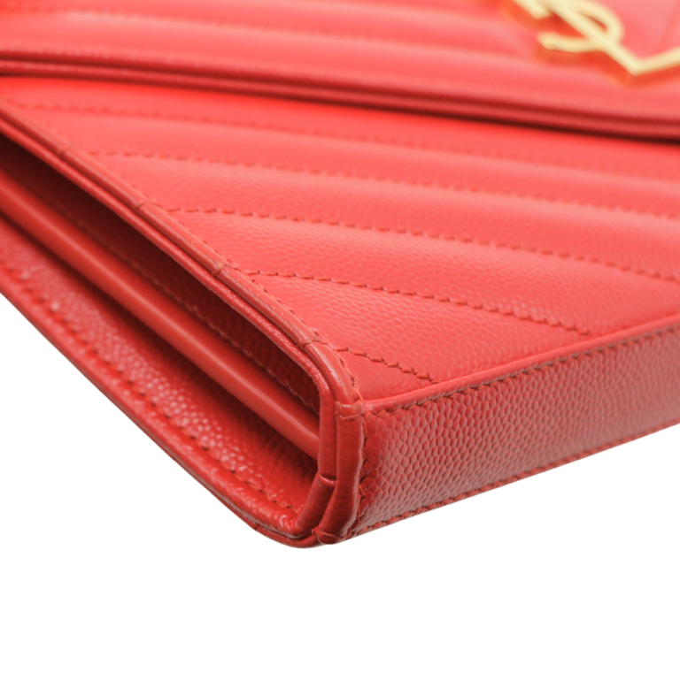 Yves Saint Laurent Cassandre Wallet on Chain Red
