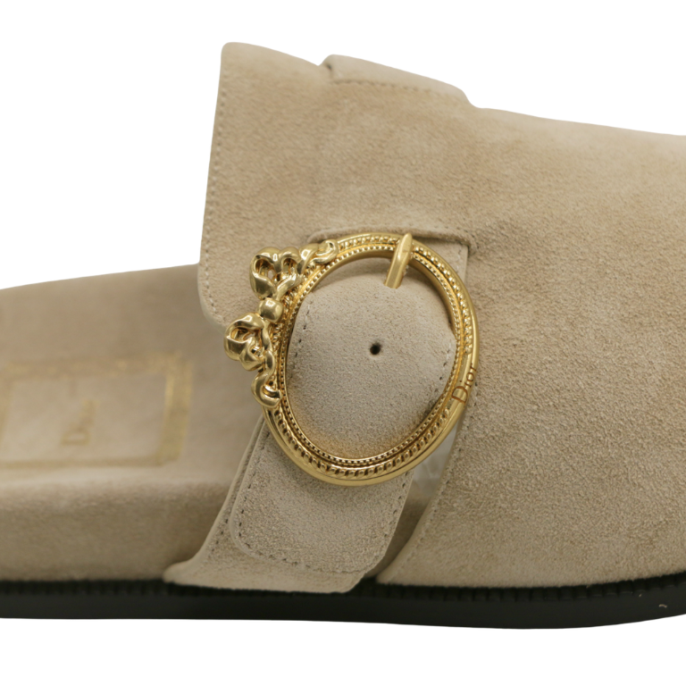Christian Dior Médaillon Buckle Mule Trench Suede Calfskin Size 37 1/2