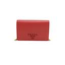 Prada Red Saffiano Leather Wallet on Chain