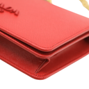 Prada Red Saffiano Leather Wallet on Chain