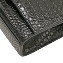 Yves Saint Laurent Kate Croc Embossed Black Leather Bag