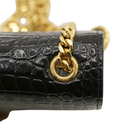 Yves Saint Laurent Kate Croc Embossed Black Leather Bag