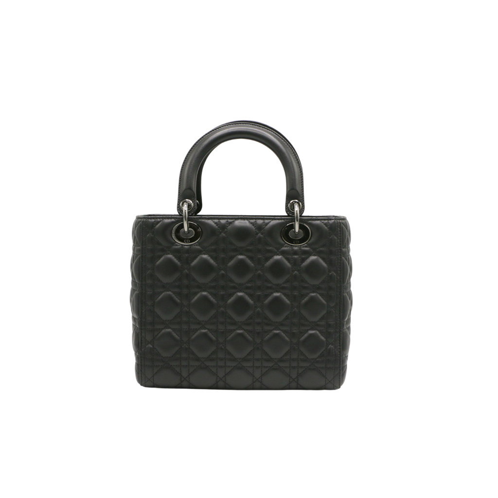 Christian Dior Lady Dior Medium Lambskin Black Bag