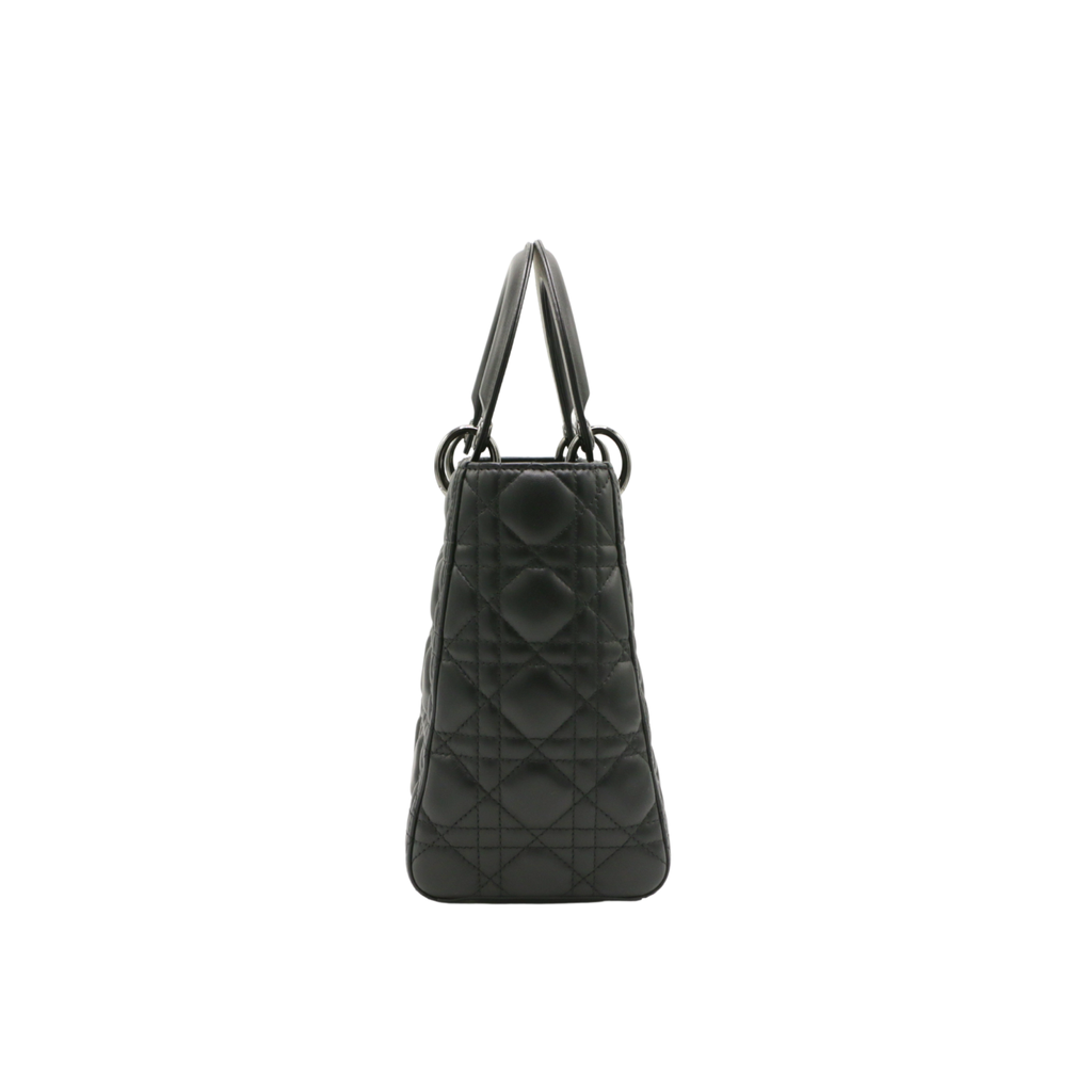 Christian Dior Lady Dior Medium Lambskin Black Bag