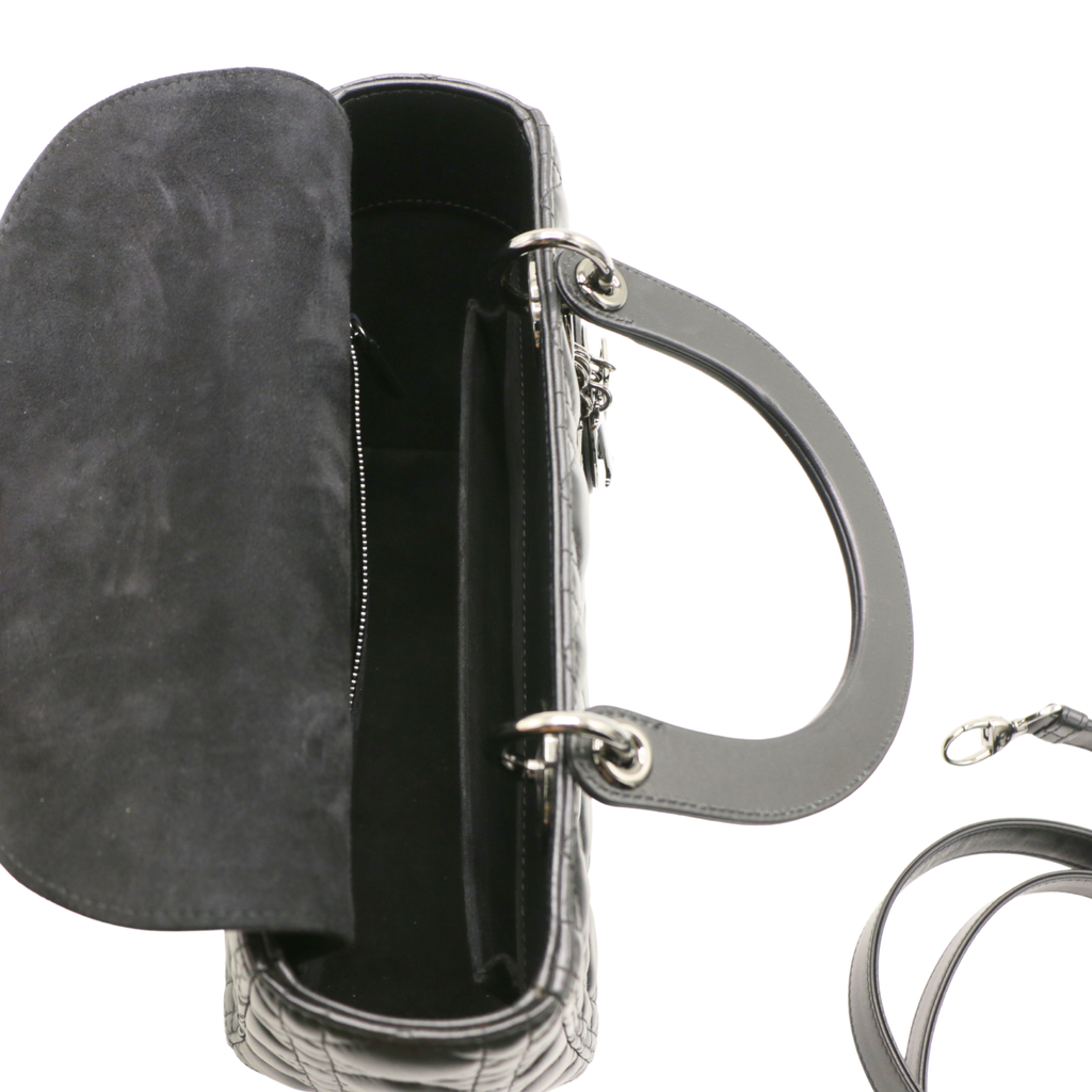 Christian Dior Lady Dior Medium Lambskin Black Bag