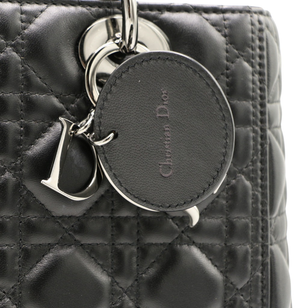 Christian Dior Lady Dior Medium Lambskin Black Bag