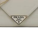 Prada Patent Leather Envelope Clutch with Triangle Logo Wite
