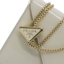 Prada Patent Leather Envelope Clutch with Triangle Logo Wite