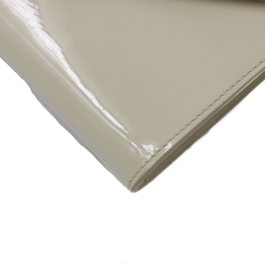 Prada Patent Leather Envelope Clutch with Triangle Logo Wite