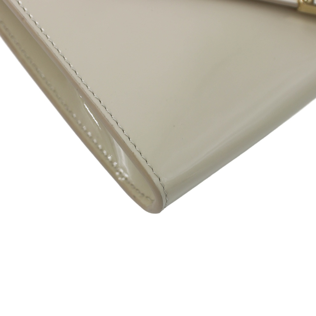 Prada Patent Leather Envelope Clutch with Triangle Logo Wite