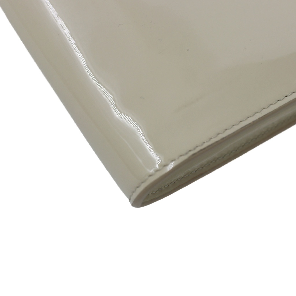 Prada Patent Leather Envelope Clutch with Triangle Logo Wite