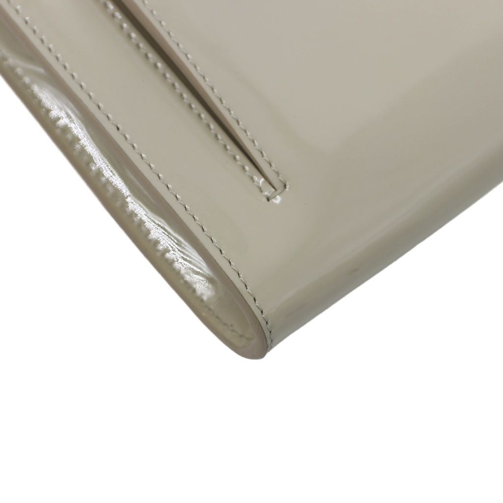Prada Patent Leather Envelope Clutch with Triangle Logo Wite
