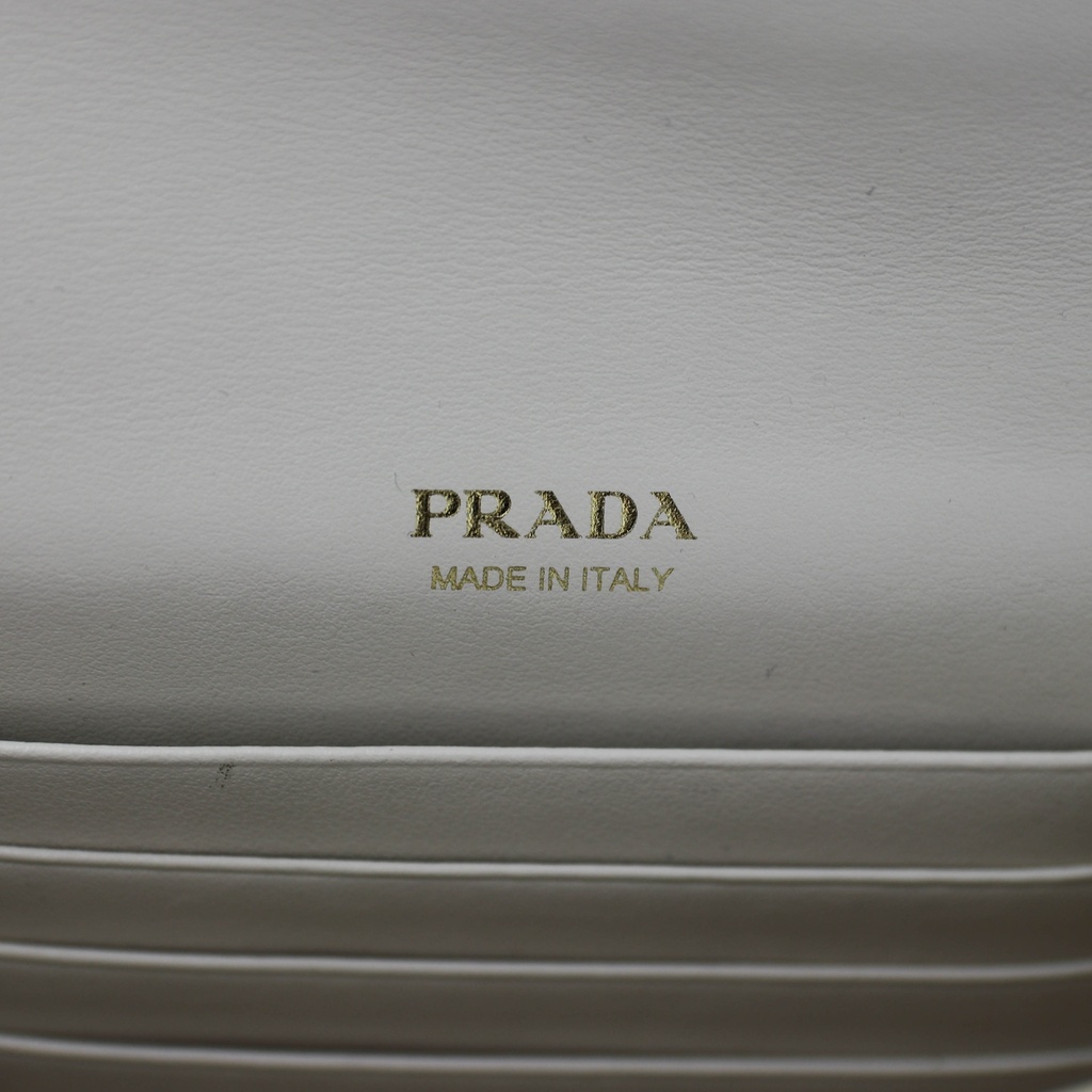Prada Patent Leather Envelope Clutch with Triangle Logo Wite