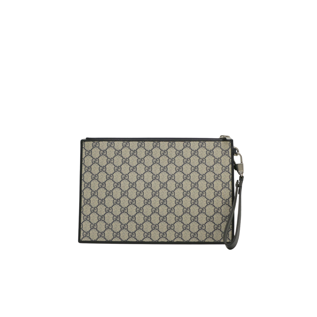 Gucci GG In Beige and Blue Supreme Pouch 672953