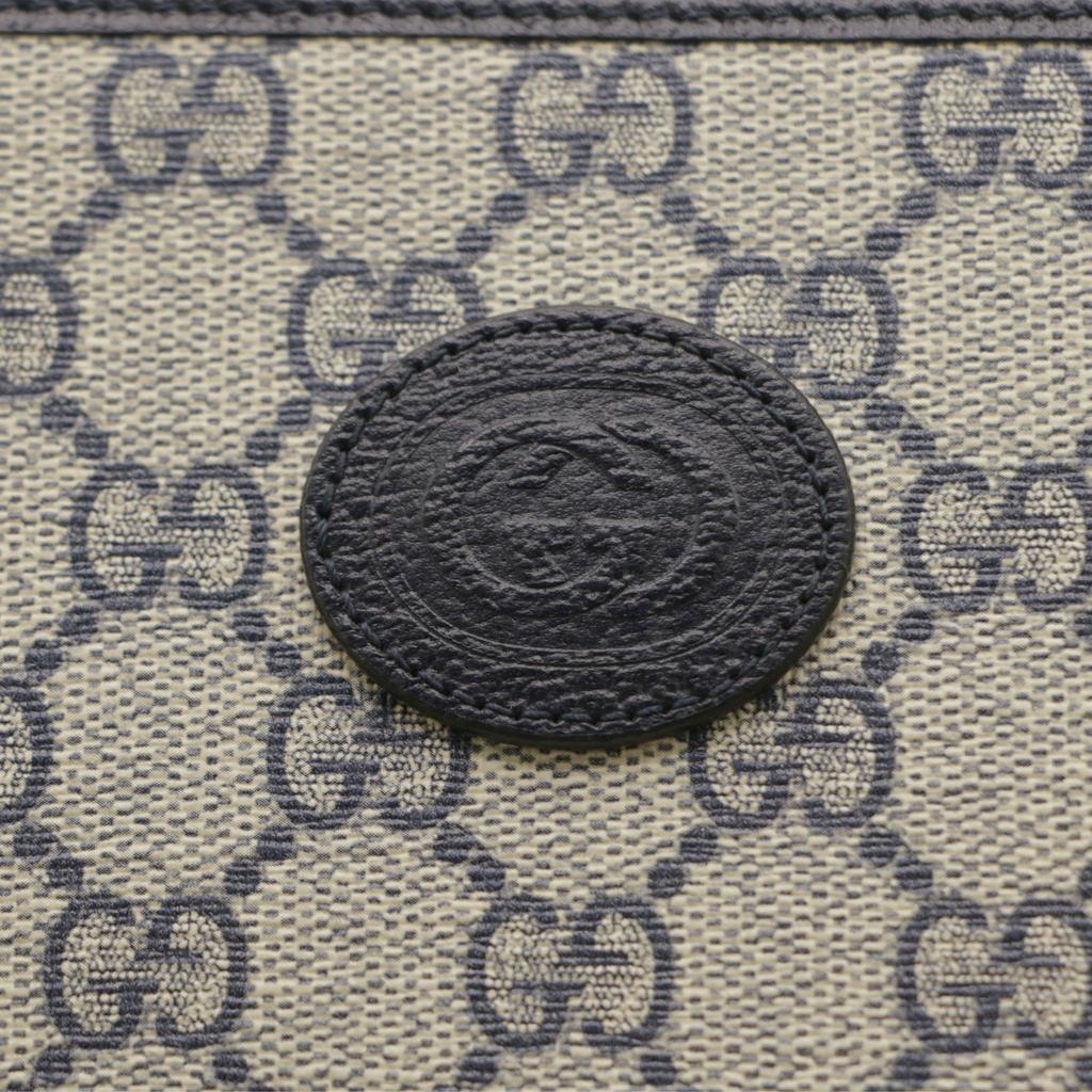Gucci GG In Beige and Blue Supreme Pouch 672953