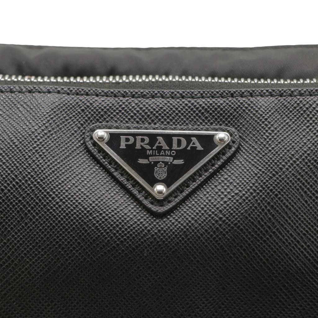 Prada Saffiano & Nylon Triangle Logo Pouch 2NH019