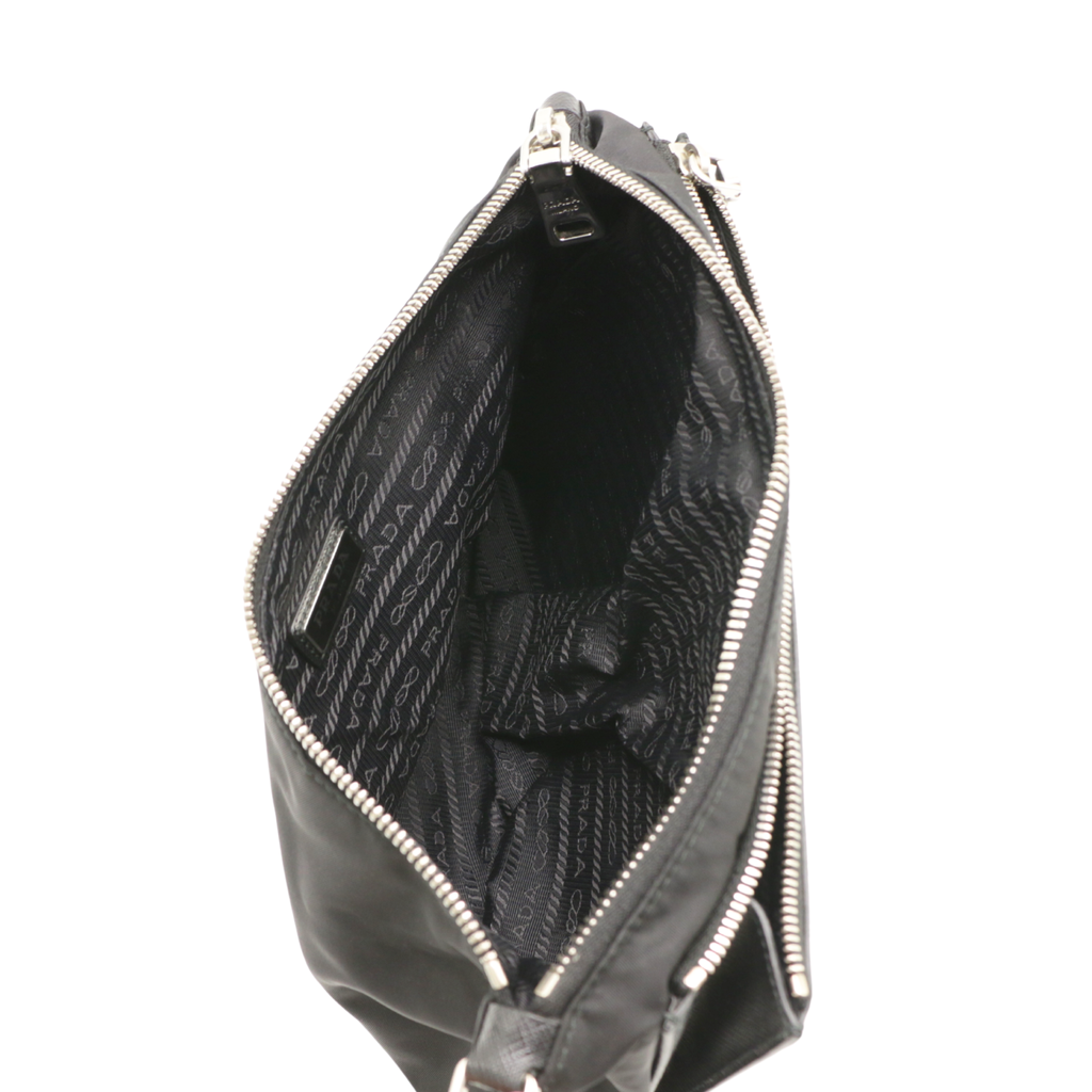 Prada Saffiano & Nylon Triangle Logo Pouch 2NH019