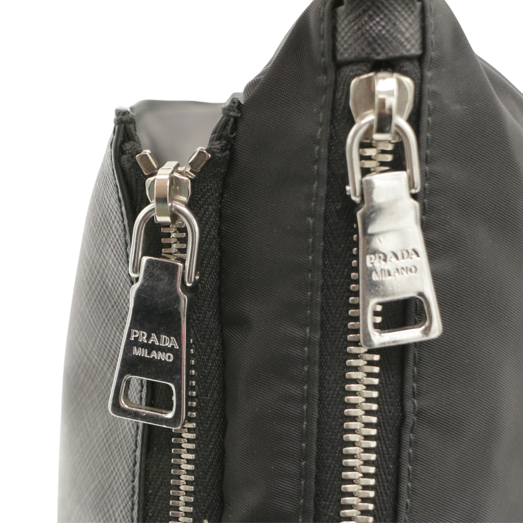 Prada Saffiano & Nylon Triangle Logo Pouch 2NH019