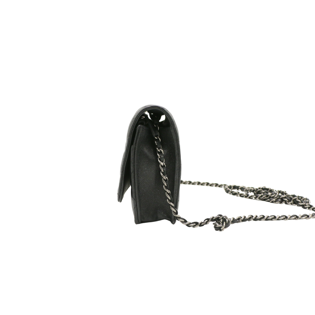 Chanel Caviar Wallet on Chain Black Silver Hardware