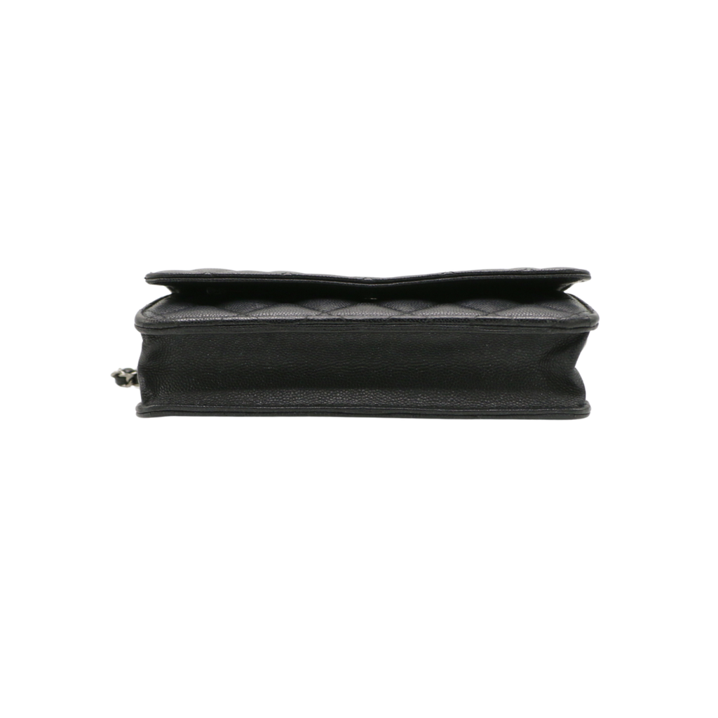 Chanel Caviar Wallet on Chain Black Silver Hardware