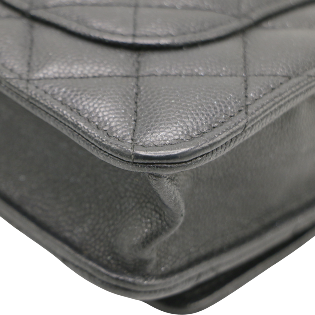 Chanel Caviar Wallet on Chain Black Silver Hardware