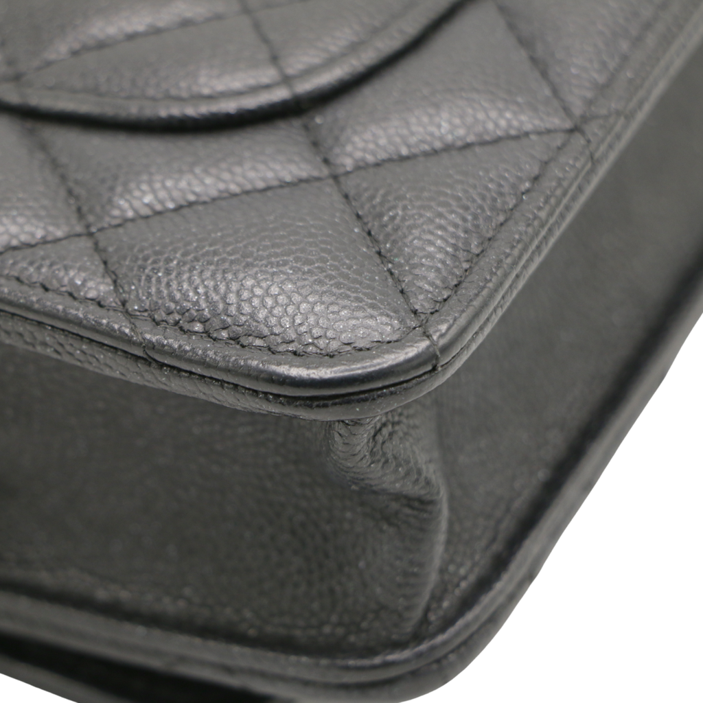 Chanel Caviar Wallet on Chain Black Silver Hardware