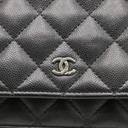 Chanel Caviar Wallet on Chain Black Silver Hardware